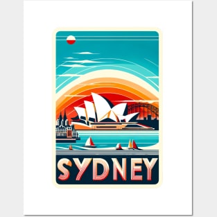 Sydney Australia Vintage Retro Travel Sticker Posters and Art